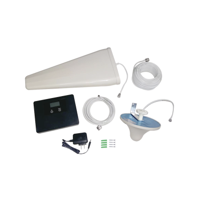 Kit de Amplificador de Señal Celular | Doble Banda | Mejora las Llamadas y los Datos 4G LTE y 3G | 70 dB de Ganancia Máxima para cubrir áreas de hasta 500 metros cuadrados. (descontinuado)